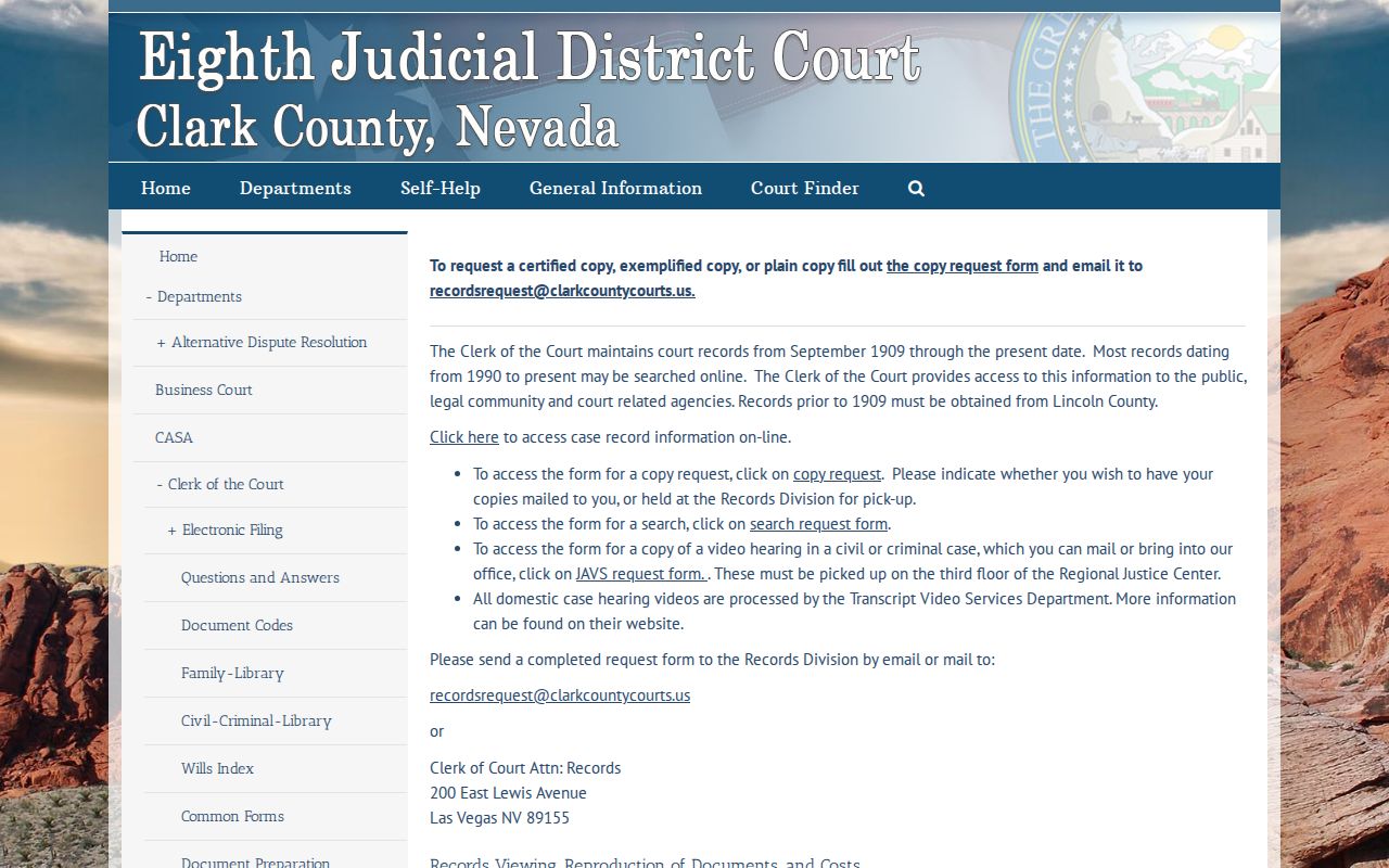 Whitney court records search and Eighth Judicial District Court access