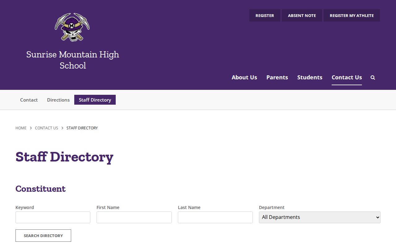 Whitney people directories view of the Sunrise Mountain school staff search